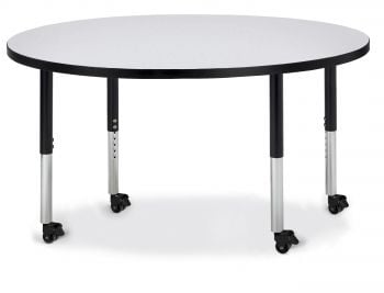 Jonticraft Berries® Round Activity Table - 48" Diameter, Mobile - Gray/Black/Black