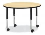 Jonticraft Berries® Round Activity Table - 42" Diameter, Mobile - Yellow/Black/Black