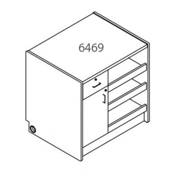 Tesco Circulation Desk 6469 Storage CPU, Disk Drawer, 3 Pullout Shelves,  32" h, 36"h, 39"h