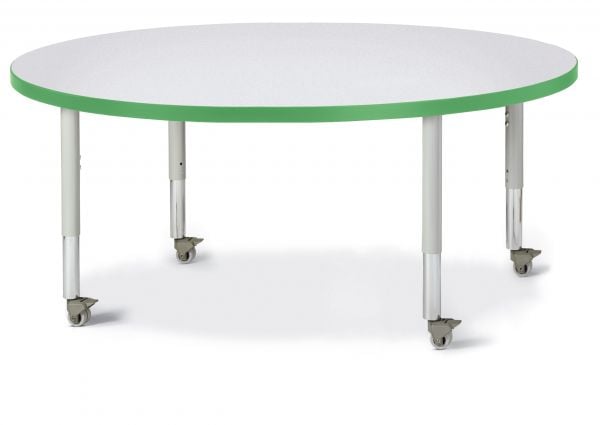 Jonticraft Berries® Round Activity Table - 48" Diameter, Mobile - Gray/Green/Gray