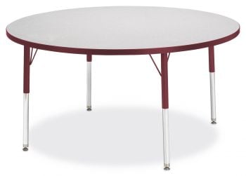 Jonticraft Berries® Round Activity Table - 48" Diameter, T-height - Gray/Red/Red