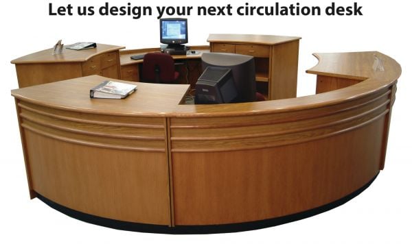 Tesco Circulation Desk 6461 Recessed 30" H Work Surface, With One Box, One File Drawer Hanging Pedestal,, 36" Wide, 32" h, 36"h, 39"h