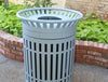 MyTCoat 32 Gallon Skyline Trash Receptacle with Flared Top and Side Opening - Flattop and Liner - Strap Metal