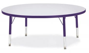 Jonticraft Berries® Round Activity Table - 48" Diameter, T-height - Gray/Purple/Purple