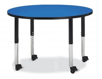 Jonticraft Berries® Round Activity Table - 42" Diameter, Mobile - Gray/Blue/Gray