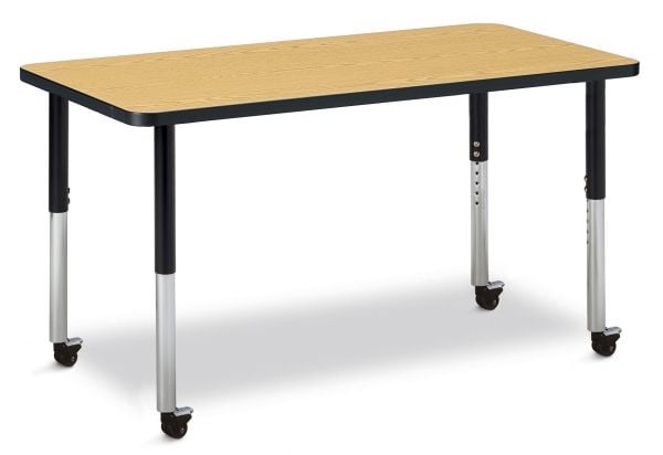 Jonticraft Berries® Rectangle Activity Table - 30" X 60", Mobile - Gray/Yellow/Gray