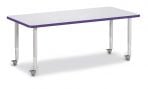 Jonticraft Berries® Rectangle Activity Table - 24" X 48", Mobile - Gray/Navy/Gray