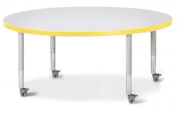 Jonticraft Berries® Round Activity Table - 48" Diameter, Mobile - Gray/Yellow/Gray