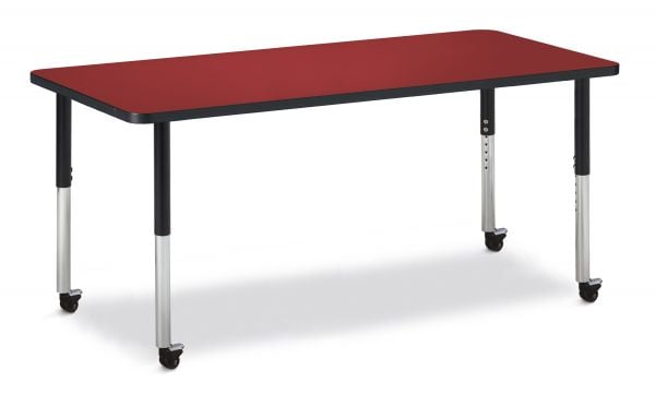 Jonticraft Berries® Rectangle Activity Table - 30" X 72", Mobile - Gray/Purple/Gray