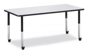 Jonticraft Berries® Rectangle Activity Table - 24" X 48", Mobile - Gray/Green/Gray
