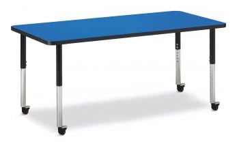 Jonticraft Berries® Rectangle Activity Table - 30" X 60", Mobile - Gray/Teal/Gray