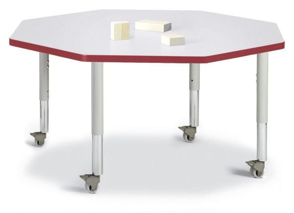 Jonticraft Berries® Octagon Activity Table - 48" X 48", T-height - Gray/Navy/Navy