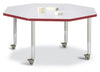 Jonticraft Berries® Octagon Activity Table - 48" X 48", T-height - Gray/Red/Red
