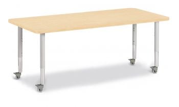 Jonticraft Berries® Rectangle Activity Table - 30" X 60", Mobile - Gray/Green/Gray