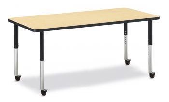 Jonticraft Berries® Rectangle Activity Table - 30" X 60", Mobile - Gray/Yellow/Gray