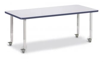 Jonticraft Berries® Rectangle Activity Table - 30" X 72", Mobile - Maple/Maple/Gray