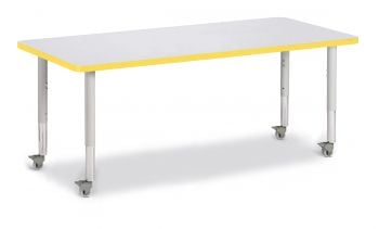 Jonticraft Berries® Rectangle Activity Table - 30" X 72", Mobile - Yellow/Black/Black