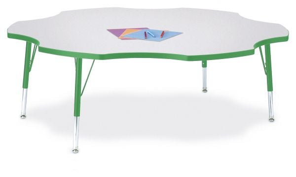 Jonticraft Berries® Six Leaf Activity Table - 60", A-height - Gray/Green/Green