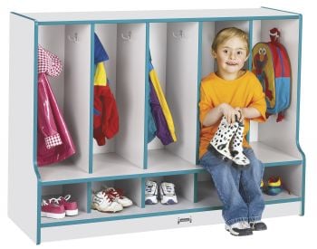 Rainbow AccentsÂ® Toddler 5 Section Coat Locker with Step -  with Trays - Orange