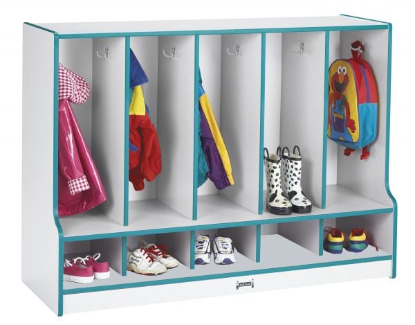 Rainbow AccentsÂ® Toddler 5 Section Coat Locker with Step -  with Trays - Navy