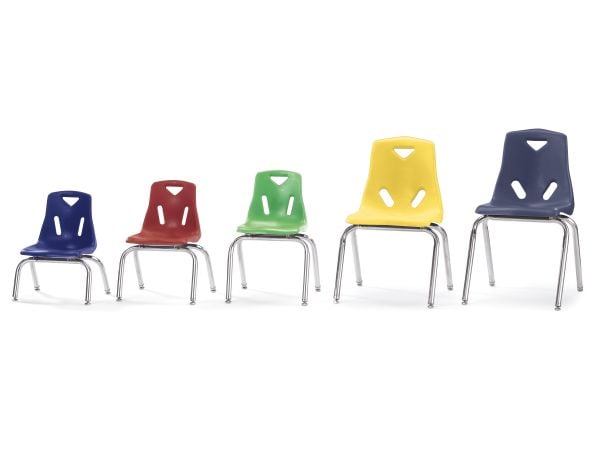 Jonticraft Berries® Stacking Chairs with Chrome-Plated Legs - 18" Ht - Set of 6 - Navy