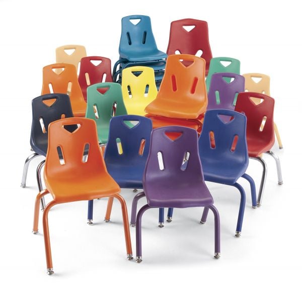 Jonticraft Berries® Stacking Chairs with Chrome-Plated Legs - 12" Ht - Set of 6 - Orange
