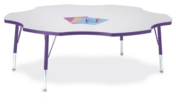 Jonticraft Berries® Six Leaf Activity Table - 60", T-height - Gray/Purple/Purple