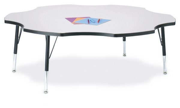 Jonticraft Berries® Six Leaf Activity Table - 60", T-height - Gray/Teal/Teal