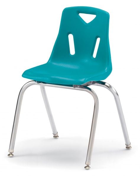 Jonticraft Berries® Stacking Chairs with Chrome-Plated Legs - 18" Ht - Set of 6 - Teal