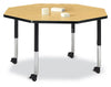 Jonticraft Berries® Octagon Activity Table - 48" X 48", Mobile - Maple/Maple/Gray