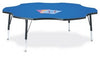 Jonticraft Berries® Six Leaf Activity Table - 60", T-height - Gray/Teal/Teal