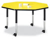 Jonticraft Berries® Octagon Activity Table - 48" X 48", Mobile - Oak/Black/Black