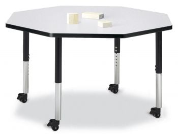 Jonticraft Berries® Octagon Activity Table - 48" X 48", Mobile - Gray/Blue/Gray