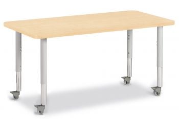 Jonticraft Berries® Rectangle Activity Table - 24" X 48", Mobile - Gray/Orange/Gray