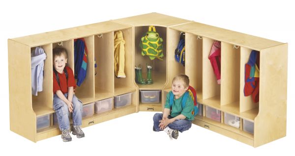 Jonti-CraftÂ® Toddler Corner Coat Locker with Step - without Cubbie-Trays