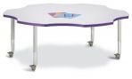 Jonticraft Berries® Six Leaf Activity Table - 60", Mobile - Gray/Purple/Gray