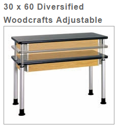 Diversified Woodcrafts Adjustable Tables 30 x 60 - Chem Top