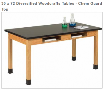 Diversified Woodcrafts Tables 30 x 72 - Chem Guard Top
