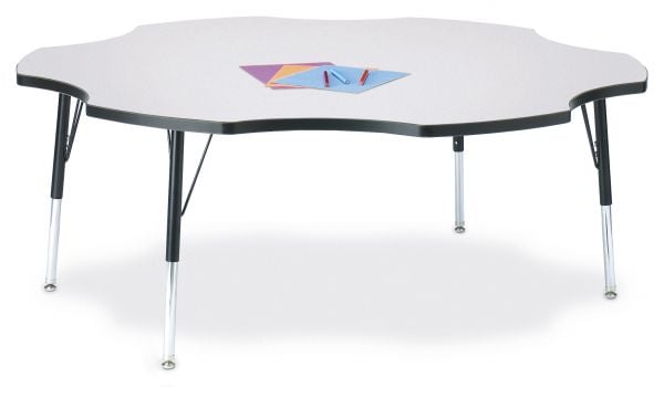 Jonticraft Berries® Six Leaf Activity Table - 60", Mobile - Gray/Teal/Gray