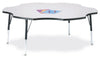 Jonticraft Berries® Six Leaf Activity Table - 60", Mobile - Gray/Orange/Gray