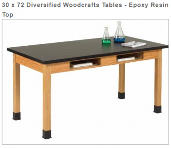 Diversified Woodcrafts Science Tables 30 x 72 - Epoxy Resin Top