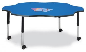 Jonticraft Berries® Six Leaf Activity Table - 60", Mobile - Blue/Black/Black