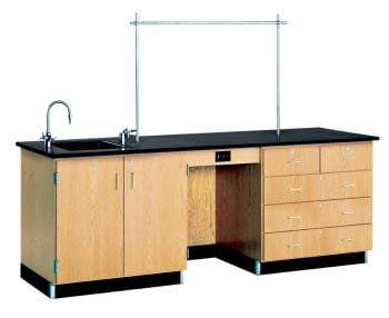 Diversified Woodcrafts 8' Instructors Desk with Sink - Solid Epoxy Top