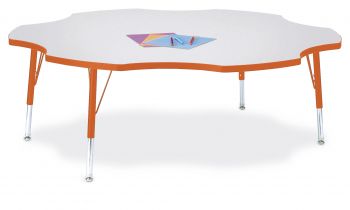 Jonticraft Berries® Six Leaf Activity Table - 60", A-height - Gray/Orange/Orange