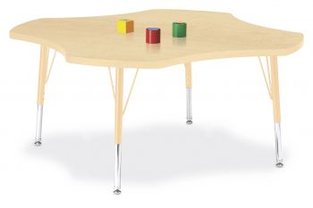 Jonticraft Berries® Four Leaf Activity Table - 48", T-height - Maple/Maple/Camel