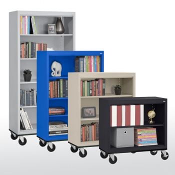 Sandusky Elite Series Mobile Welded Bookcase includes two shelf and bottom shelf 36"w x 18"d x 78"h