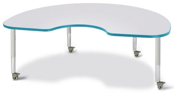 Jonticraft Berries® Kidney Activity Table - 48" X 72", Mobile - Gray/Teal/Gray