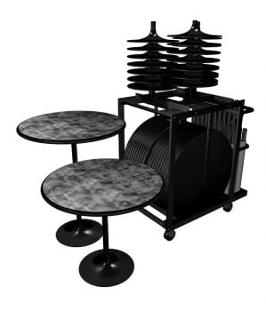 PS Furniture Revolution Cafe Tables (20 Total) in 30" Round in 30" and 42" Heights Cafe Packages