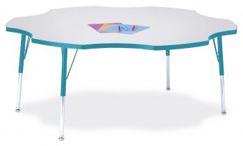 Jonticraft Berries® Four Leaf Activity Table - 48", T-height - Gray/Blue/Blue