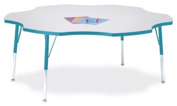 Jonticraft Berries® Four Leaf Activity Table - 48", T-height - Gray/Teal/Teal